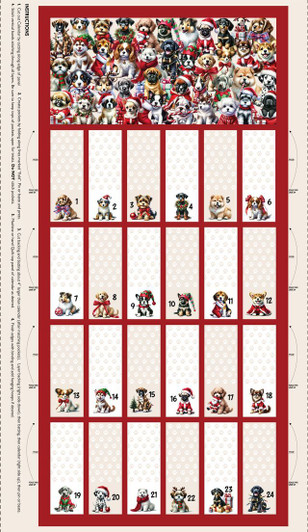 Santa Paws Christmas Puppy Dogs DV6948 Advent Calendar Cotton Quilting Fabric Panel Santa Paws Christmas Puppy Dogs DV6948 Advent Calendar Cotton Quilting Fabric Panel
