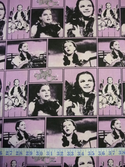 Wizard of Oz Dorothy Photos Purple Background Cotton Quilting Fabric