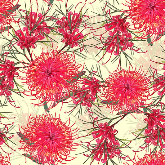 Wildflower Whispers Red Grevillia 4123C Cotton Quilting Fabric