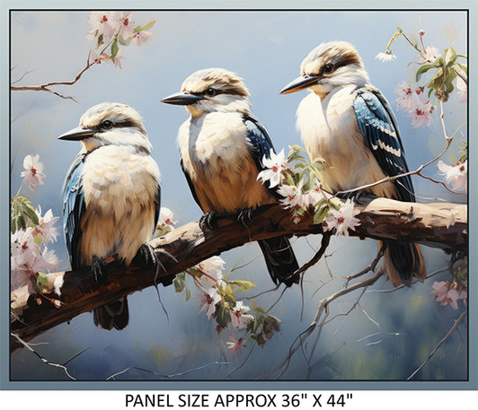 Echoes of Kookaburra The Trio 4038A Cotton Quilting Fabric 36 Inch Panel