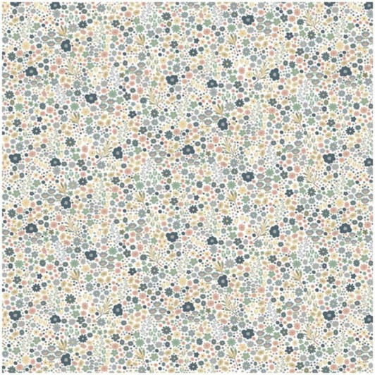 Nursery Animal Ditsy Daisy Floral White DV2152 Cotton Quilting Fabric