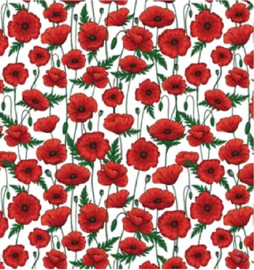 Red Poppies White Background Noras Natives DV6720 Cotton Quilting Fabric