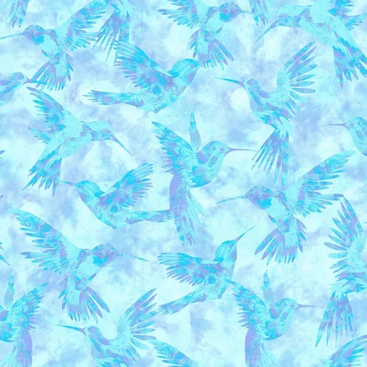 Hummingbird Heaven Hummingbirds Sky Blue 5771S-17 Cotton Quilting Fabric