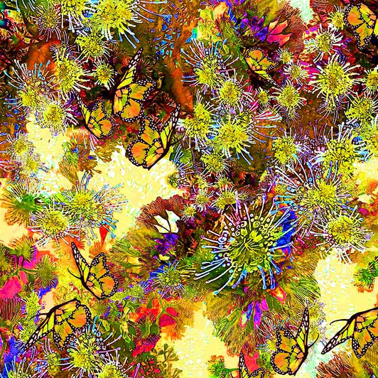 Flutter and Bloom Butterflies and Flowers 5005/14 Cotton Quilting Fabric