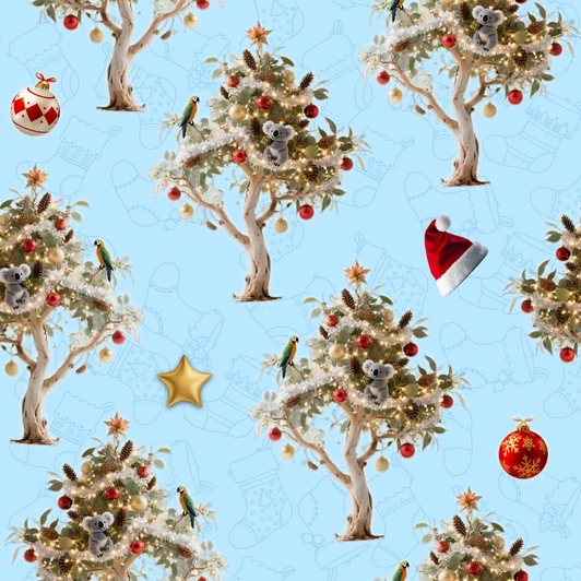 Gumtree Greetings Aussie Gum Tree Blue 5060/12 Cotton Quilting Fabric