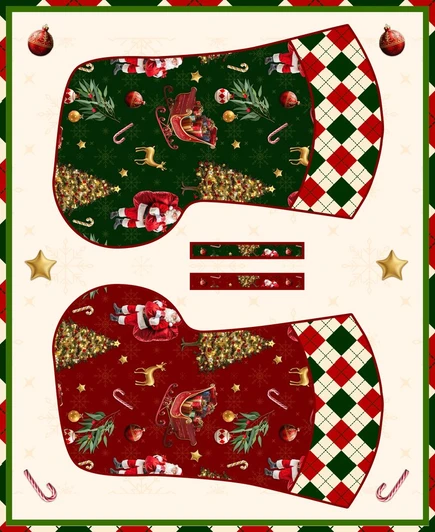 Gumtree Greetings Aussie Christmas Stockings 5060/05 Cotton Quilting Fabric Panel