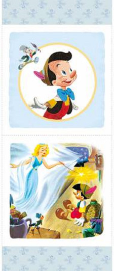 Disney Pinocchio and Jiminy Cricket Cotton Quilting Fabric Pillow Panel