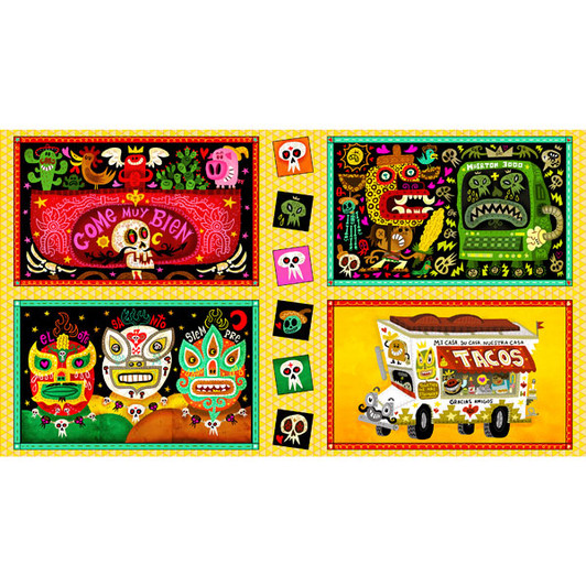 Hot Tamale Large Foodie Patches Multi Quilting Treasures Cotton Quilting Fabric Panel Hot Tamale Large Foodie Patches Multi Quilting Treasures Cotton Quilting Fabric Panel