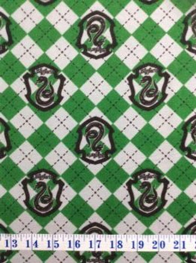 Harry Potter Wizarding World Slytherin Argyle Green Cotton FLANNEL Quilting Fabric Harry Potter Wizarding World Slytherin Argyle Green Cotton FLANNEL Quilting Fabric