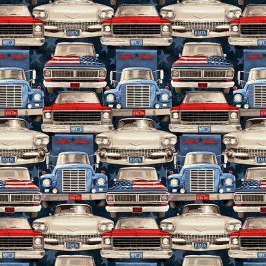 All American Road Trip Route 66 Cars and Trucks Navy Cotton Quilting Fabric 1/2 YARD All American Road Trip Route 66 Cars and Trucks Navy Cotton Quilting Fabric 1/2 YARD