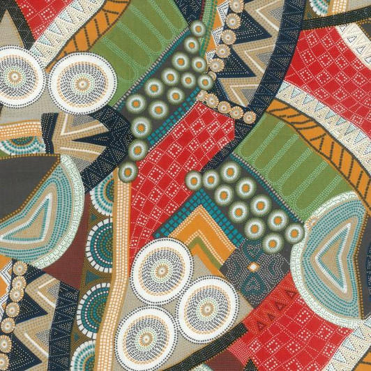 Aboriginal Australian Art Inspired Bindoon Cotton Quilting Fabric 1/2 YARD Aboriginal Australian Art Inspired Bindoon Cotton Quilting Fabric 1/2 YARD