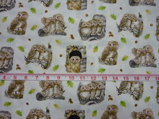 Owls Hoo's Owl Tree Cream Background Cotton Quilting Fabric Owls Hoo's Owl Tree Cream Background Cotton Quilting Fabric