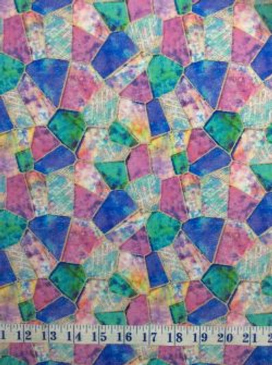 3 Wishes In The Meadow Stained Glass Multi Cotton Quilting Fabric 1/2 YARD 3 Wishes In The Meadow Stained Glass Multi Cotton Quilting Fabric 1/2 YARD
