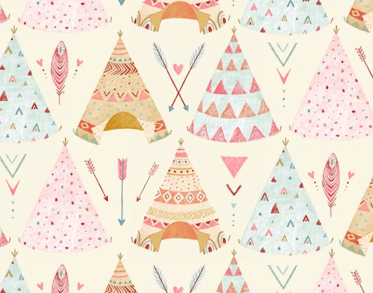 Dream Catcher Teepee Cream Background Cotton Quilting Fabric 1/2 YARD Dream Catcher Teepee Cream Background Cotton Quilting Fabric 1/2 YARD