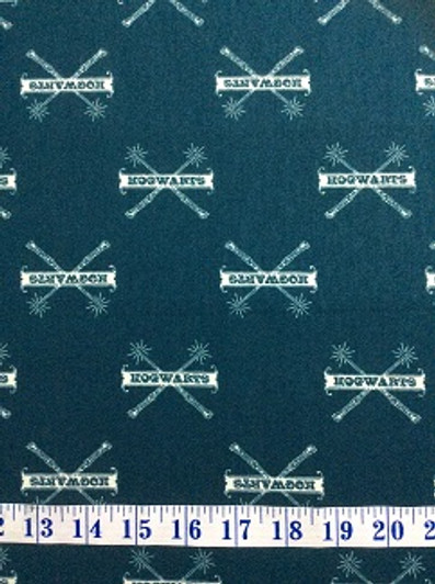 Harry Potter Hogwarts and Wands Teal Quilting Fabric Harry Potter Hogwarts and Wands Teal Quilting Fabric