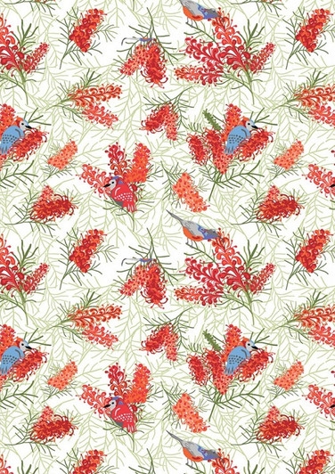 Aussie Flower Garden Birds in Brush Cotton Quilting Fabric 1/2 YARD Aussie Flower Garden Birds in Brush Cotton Quilting Fabric 1/2 YARD