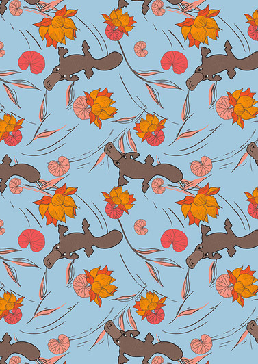 Australian Animal Platypus Play Light Blue Cotton Quilting Fabric 1/2 YARD Australian Animal Platypus Play Light Blue Cotton Quilting Fabric 1/2 YARD