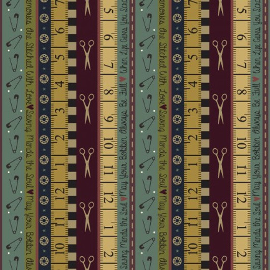 Primitive Stitches Sewing Stripe Multi Cotton Quilting Fabric 1/2 YARD Primitive Stitches Sewing Stripe Multi Cotton Quilting Fabric 1/2 YARD