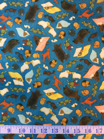 Reading Together Poppi Loves Animals Toss Blue Cotton Quilting Fabric 1/2 YARD Reading Together Poppi Loves Animals Toss Blue Cotton Quilting Fabric 1/2 YARD