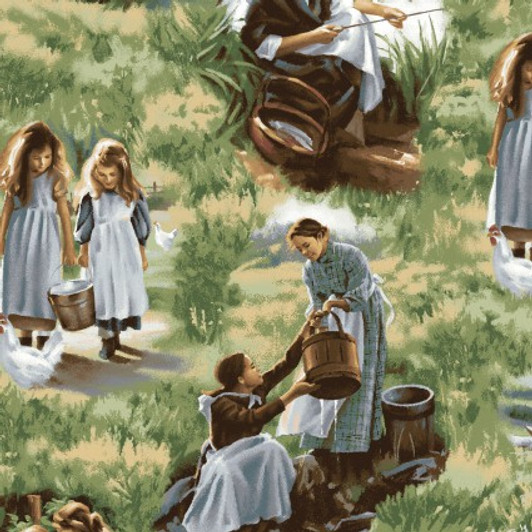 Maywood Pioneer Spirit Horses Chickens Allover Cotton Quilting Fabric 1/2 YARD Maywood Pioneer Spirit Horses Chickens Allover Cotton Quilting Fabric 1/2 YARD