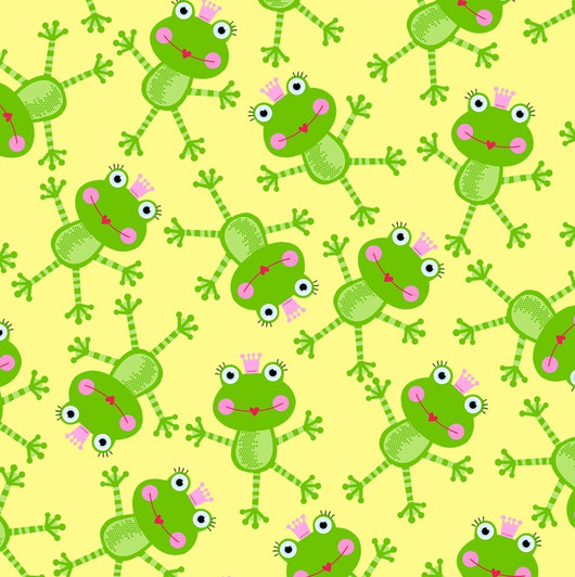 Sunshine Day Tossed Frogs Yellow Cotton Quilting Fabric 1/2 YARD Sunshine Day Tossed Frogs Yellow Cotton Quilting Fabric 1/2 YARD