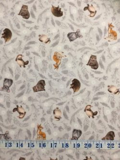Australian Animals Little Aussie Friends Tossed Grey Cotton Quilting Fabric 1/2 YARD Australian Animals Little Aussie Friends Tossed Grey Cotton Quilting Fabric 1/2 YARD