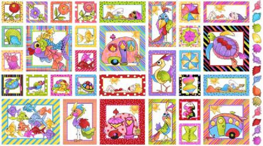 Happy Campers Caravans White By Loralie Cotton Quilting Fabric Panel Happy Campers Caravans White By Loralie Cotton Quilting Fabric Panel