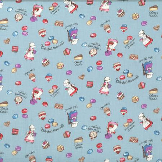 Hollie Hobbie High Tea Little Heroines Blue Cotton Quilting Fabric 1/2 YARD