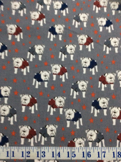 Bulldogs Hey Mister Main Grey Background Cotton Quilting Fabric 1/2 YARD Bulldogs Hey Mister Main Grey Background Cotton Quilting Fabric 1/2 YARD