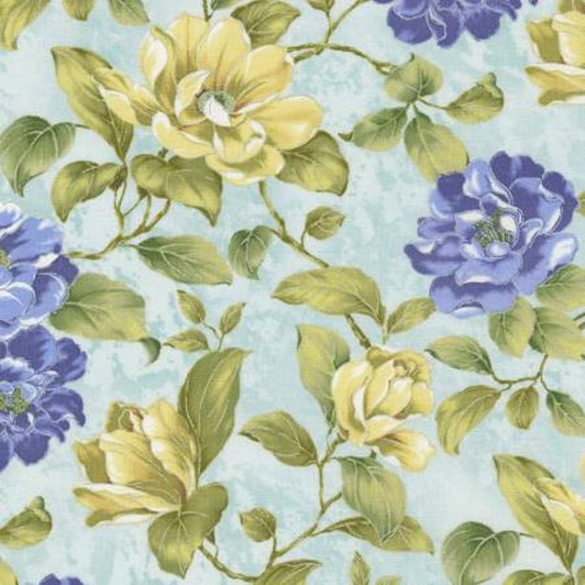 Floral Julep Flowers Silver Metallic Highlights Cotton Quilting Fabric 1/2 YARD