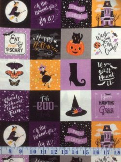 Halloween Fab-Boo-Lous Main Multi Witches Cotton Quilting Fabric 1/2 YARD Halloween Fab-Boo-Lous Main Multi Witches Cotton Quilting Fabric 1/2 YARD
