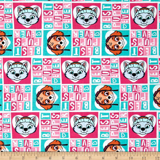 Paw Patrol Girl Pup Power Aqua Cotton Quilting Fabric 1/2 YARD Paw Patrol Girl Pup Power Aqua Cotton Quilting Fabric 1/2 YARD