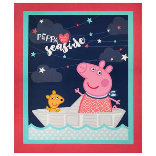 Peppa Pig Peppa At The Seaside Cotton Quilting Fabric Panel Peppa Pig Peppa At The Seaside Cotton Quilting Fabric Panel