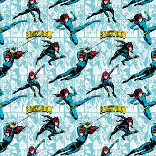Marvel Comics Black Widow Tide Cotton Quilting Fabric 1/2 YARD Marvel Comics Black Widow Tide Cotton Quilting Fabric 1/2 YARD