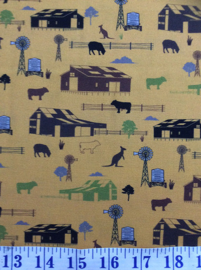 Australian Farmers Fighting Spirit Homestead Beige Cotton Quilting Fabric 1/2 YARD Australian Farmers Fighting Spirit Homestead Beige Cotton Quilting Fabric 1/2 YARD