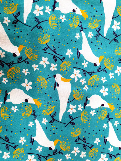White Cockatoos Light Blue Australian Birds Taking Flight Cotton Quilting Fabric White Cockatoos Light Blue Australian Birds Taking Flight Cotton Quilting Fabric
