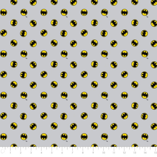 Batman Logo Light Grey DC Comics II Cotton Quilting Fabric 1/2 YARD Batman Logo Light Grey DC Comics II Cotton Quilting Fabric 1/2 YARD