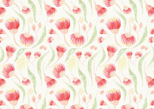 Australian Gum Tree Leaf and Blossom White Background Cotton Quilting Fabric 1/2 YARD Australian Gum Tree Leaf and Blossom White Background Cotton Quilting Fabric 1/2 YARD