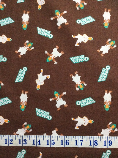 Willy Wonka Oompa Loompa Brown Cotton Quilting Fabric Willy Wonka Oompa Loompa Brown Cotton Quilting Fabric