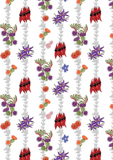 Aussie Flower Garden Wildflower Stripe Cotton Quilting Fabric Aussie Flower Garden Wildflower Stripe Cotton Quilting Fabric
