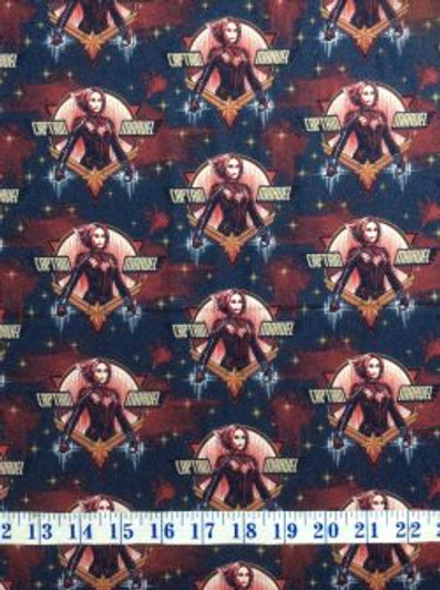 Marvel Superheroes Captain Marvel Galactic Blue Cotton Quilting Fabric 1/2 YARD Marvel Superheroes Captain Marvel Galactic Blue Cotton Quilting Fabric 1/2 YARD