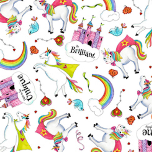 Party Like A Unicorn White Tossed Quilting Treasures Cotton Quilting Fabric 1/2 YARD Party Like A Unicorn White Tossed Quilting Treasures Cotton Quilting Fabric 1/2 YARD