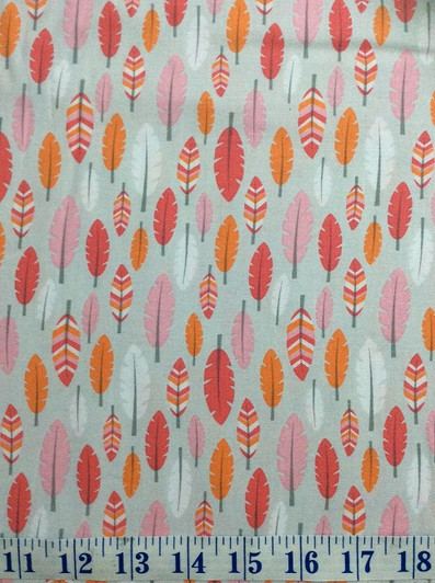Boho Baby Feathers Pink Cotton Quilting Fabric 1/2 YARD Boho Baby Feathers Pink Cotton Quilting Fabric 1/2 YARD