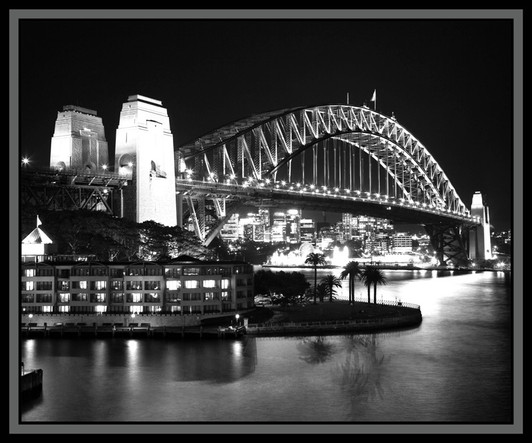 Sydney Harbour Bridge Australia Black and White Cotton Quilting Fabric Panel Sydney Harbour Bridge Australia Black and White Cotton Quilting Fabric Panel