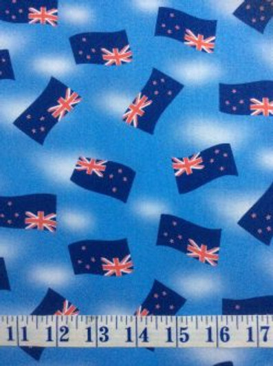 New Zealand Flags Tossed Cotton Quilting Fabric 1/2 YARD New Zealand Flags Tossed Cotton Quilting Fabric 1/2 YARD