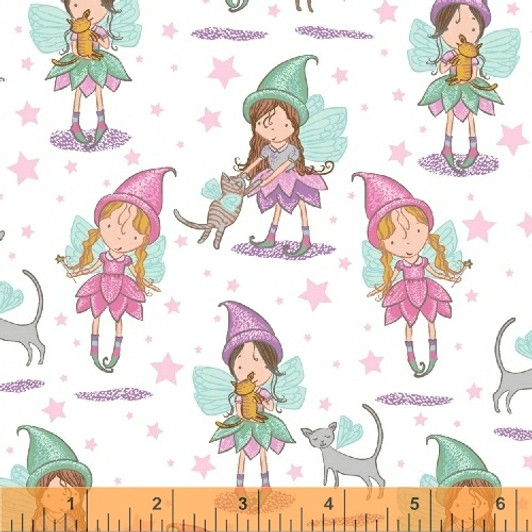 Cubby Bear FLANNEL Fairies and Cats White Cotton Fabric 1/2 YARD Cubby Bear FLANNEL Fairies and Cats White Cotton Fabric 1/2 YARD