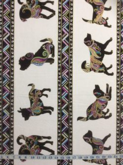 Dog On It Dog Walk Stripe White Gold Metallic Highlights Cotton Quilting Fabric 1/2 YARD Dog On It Dog Walk Stripe White Gold Metallic Highlights Cotton Quilting Fabric 1/2 YARD