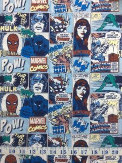 Superheroes Marvel Comic Pop Power Blue Cotton Quilting Fabric 1/2 YARD Superheroes Marvel Comic Pop Power Blue Cotton Quilting Fabric 1/2 YARD
