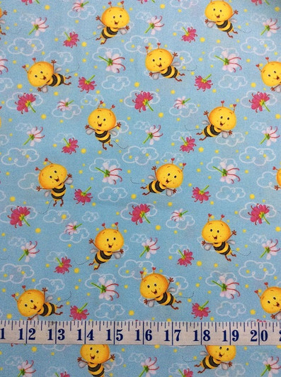 Busy Bees Allover Bees Blue Cotton Quilting Fabric 1/2 YARD Busy Bees Allover Bees Blue Cotton Quilting Fabric 1/2 YARD