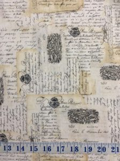Library Fancy Scroll Latte Cotton Quilting Fabric 1/2 YARD Library Fancy Scroll Latte Cotton Quilting Fabric 1/2 YARD